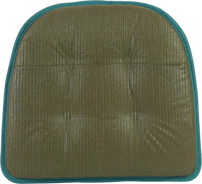 Klear Vu Omega Non-Slip Chair Cushions, Assembled in USA, U-Shaped Skid-Proof Seat Pads for Dining Room, Kitchen, Office, 15"x16" 6 Pack Solid Teal Blue 6 Count