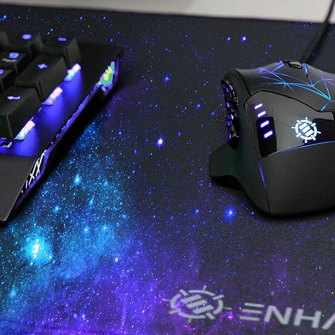 ENHANCE Extended Large Gaming Mouse Pad - XXL Mouse Mat (31.5" x 13.75") Anti-Fray Stitching for Professional Esports with Low-Friction Tracking Surface and Non-Slip Backing (Galaxy)