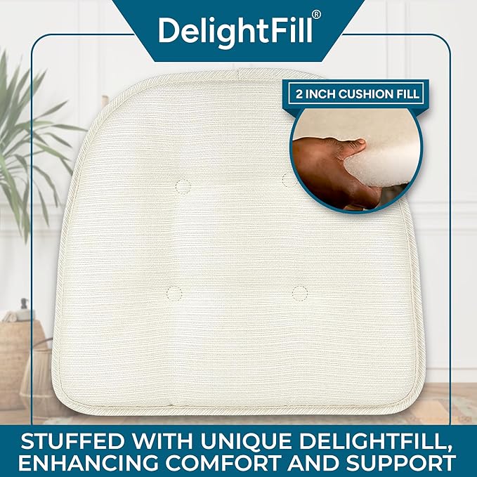 Non-Slip Chair Cushions, Assembled in USA, U-Shaped Skid-Proof Seat Pads for Dining Room, Kitchen, Office, 15"x16"