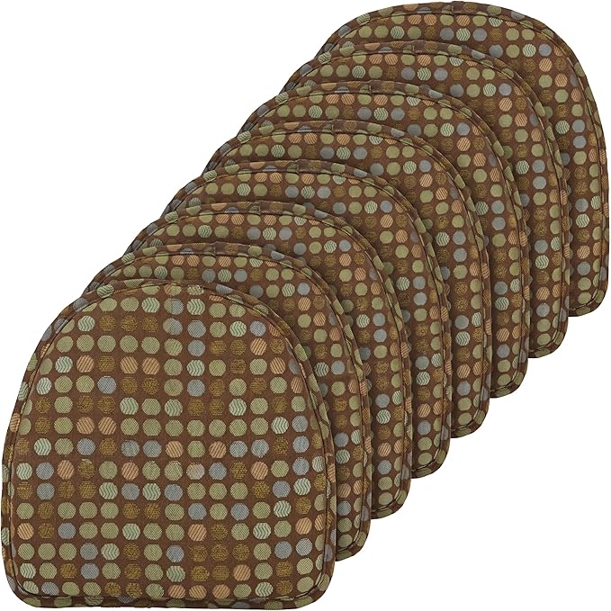 Klear Vu Raindrop The Gripper Non Slip Chair Cushions, Soft & Comfortable Seat Pad, Sitting Pillow for Kitchen, Dining or Office, 8 Count (Pack of 1), Brown Dotty