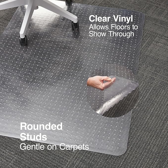 Staples Office Chair Mat, Clear Floor Mats, Medium-Pile Carpets, 60 x 46 Inch, Smooth Glide