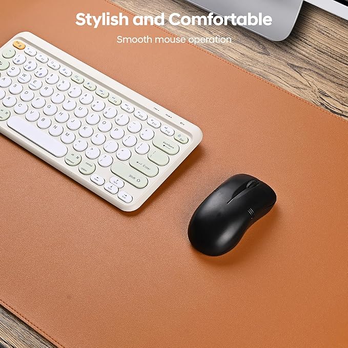 Leather Desk Pad Protector, Office Desk Mat, Large Mouse Pad, Non-Slip PU Leather Desk Blotter, Waterproof Computer Desk Writing Pad for Office and Home (Brown, 31.5" x 15.7")