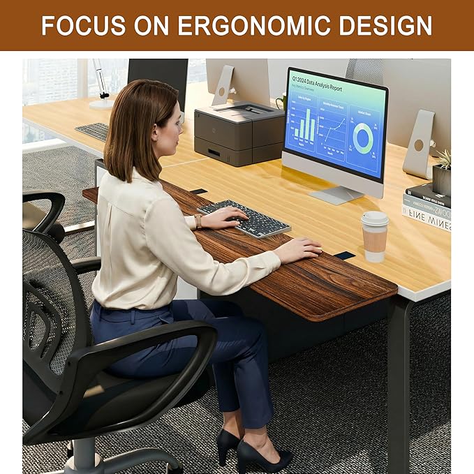 Ergonomic Desk Extender Tray, 48.03"×11.81" Clamp-On Arm Rest Shelf, 90° Foldable Computer Elbow Support for Office Home, Space-Saving Keyboard Mouse Tray (Vintage Burnt Color)