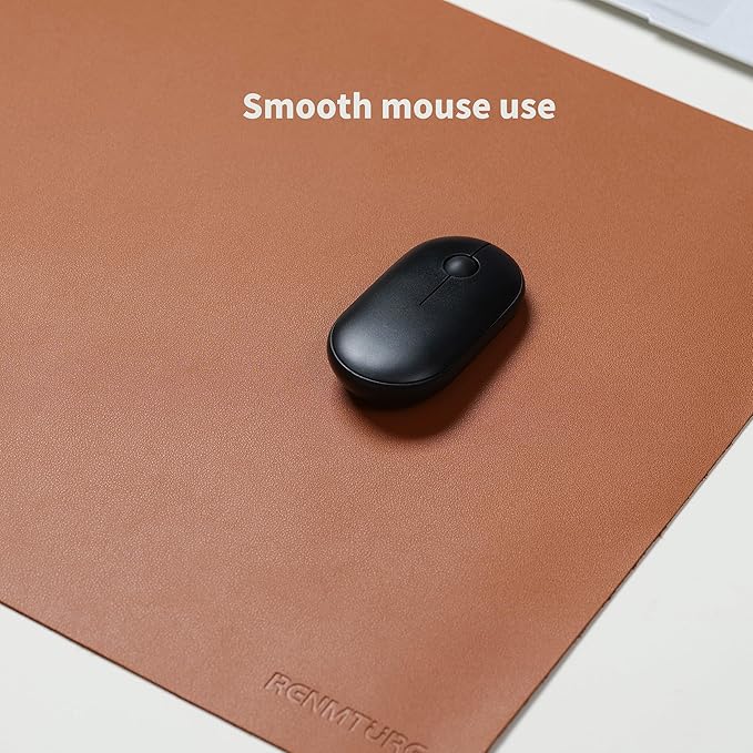 RENMTURE PU Mouse Pad, Faux Leather Large Desk Pad, Home Work Office Accessories, Non-Slip Desk Mat, Waterproof Gaming Pad Desk Blotter (32"x16", Brown)