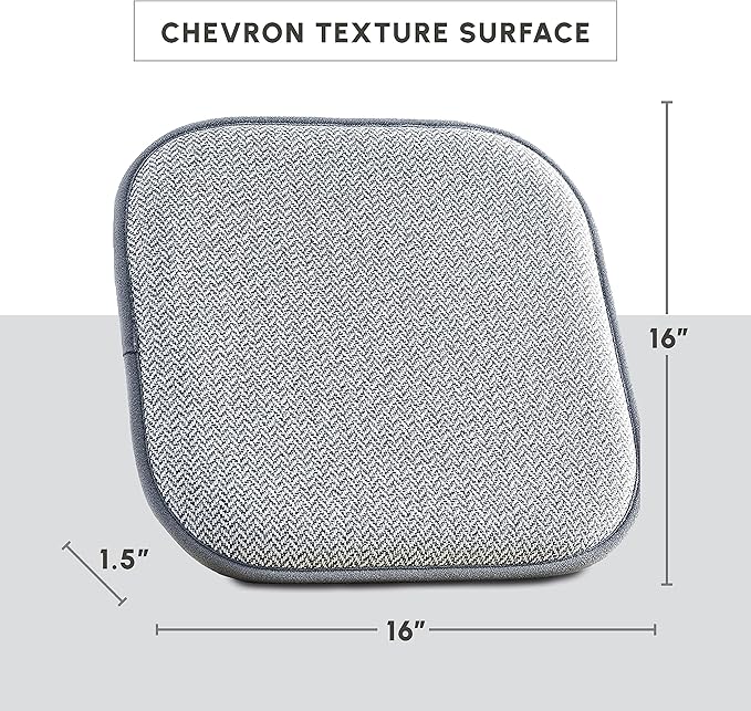 Elegant Comfort 6 Pack Chair Cushion Covers - Skid-Proof Rubber Backing - 16 x 16 Inch - Thick Dining Square Shape Seat Covers - Comfortable Textured Chair Pads with Ties - Chevron Pattern, Gray