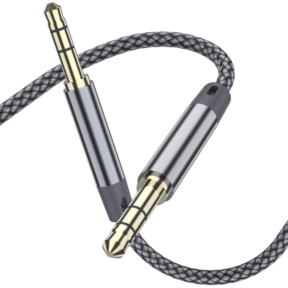 2Pack 10FT Long AUX Cable,[Copper Shell, Hi-Fi Sound] 3.5Mm 1/8 Auxiliary Audio Cable Nylon Braided Aux Cord Compatible Galaxy S21/S21+/S20+ Ultra, Note 20/10 Ultra, Macbook Air/Pro, Pad(Grey)
