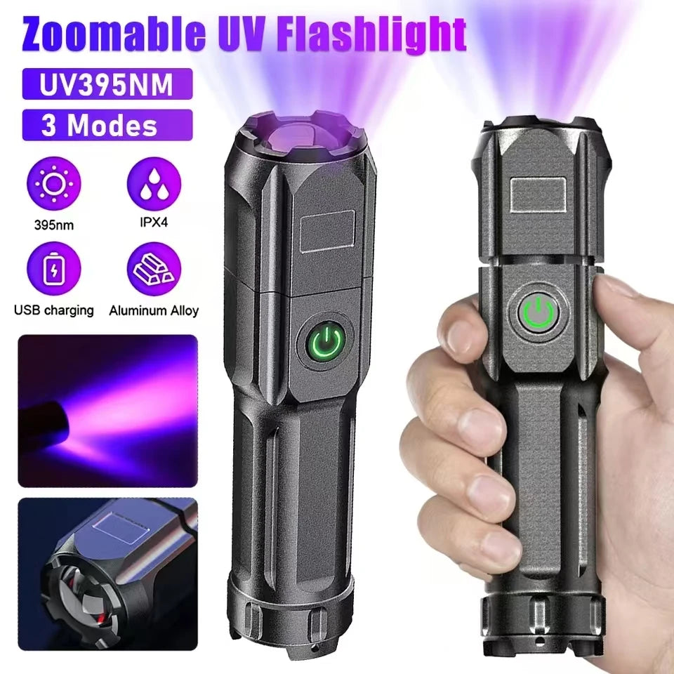 Mini Purple Light Very Strong Led Flashlight High Power Rechargeable Flashlights Ultra Powerful Flashlight with Charging Torch