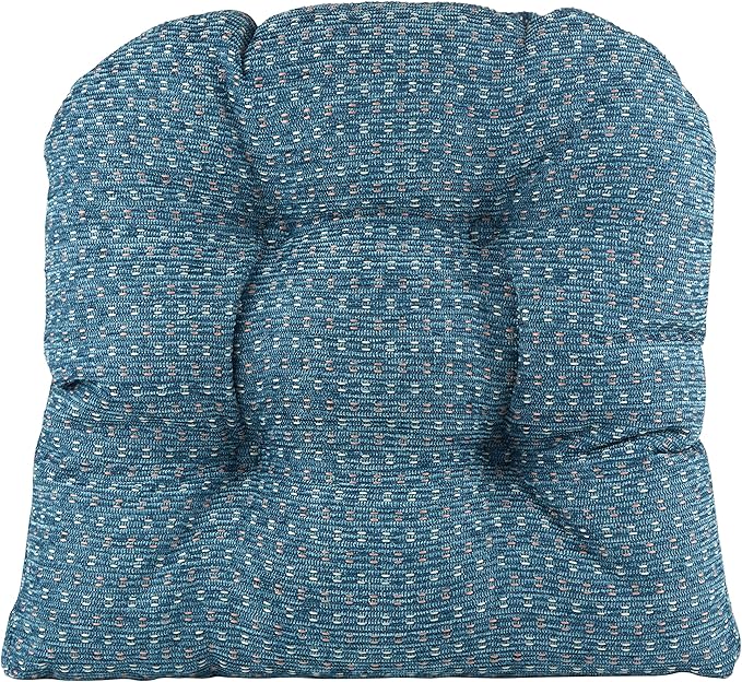 Klear Vu Gripper Overstuffed Universal Non-Slip Dining Chair Cushions for Kitchen Decor or Office Use, U-Shaped Skid-Proof Seat Pad, 15x15 Inches, 4 Count (Pack of 1), Ditzy Dot Wedge Blue