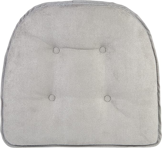 Klear Vu Omega Non-Slip Chair Cushions, Assembled in USA, U-Shaped Skid-Proof Seat Pads for Dining, Kitchen, Office, 15"x16", 4 Pack, Linear Gray