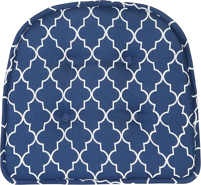 Klear Vu Omega Non-Slip Chair Cushions, Assembled in USA, U-Shaped Skid-Proof Seat Pads for Dining Room, Kitchen, Office, 15"x16" 6 Pack Geo Blue 6 Count