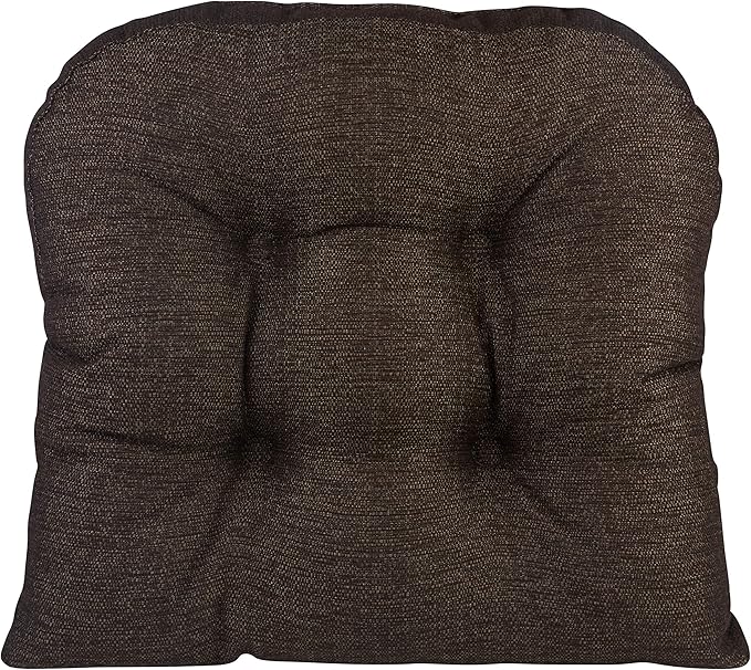 Klear Vu Gripper Overstuffed Universal Non-Slip Dining Chair Cushions for Kitchen Decor or Office Use, U-Shaped Skid-Proof Seat Pad, 15x15 Inches, 4 Count (Pack of 1), Solid Chestnut