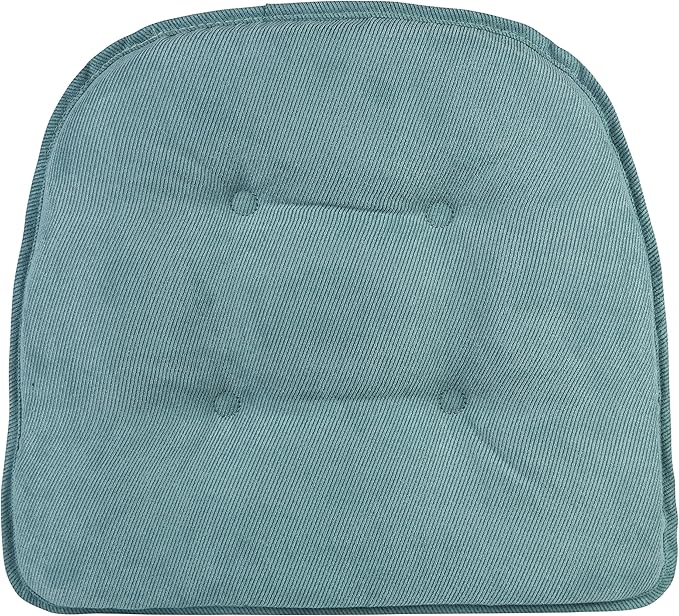 Klear Vu Omega Non-Slip Chair Cushions, Assembled in USA, U-Shaped Skid-Proof Seat Pads for Dining Room, Kitchen, Office, 15"x16" 4 Pack Linear Marine Blue 4 Count