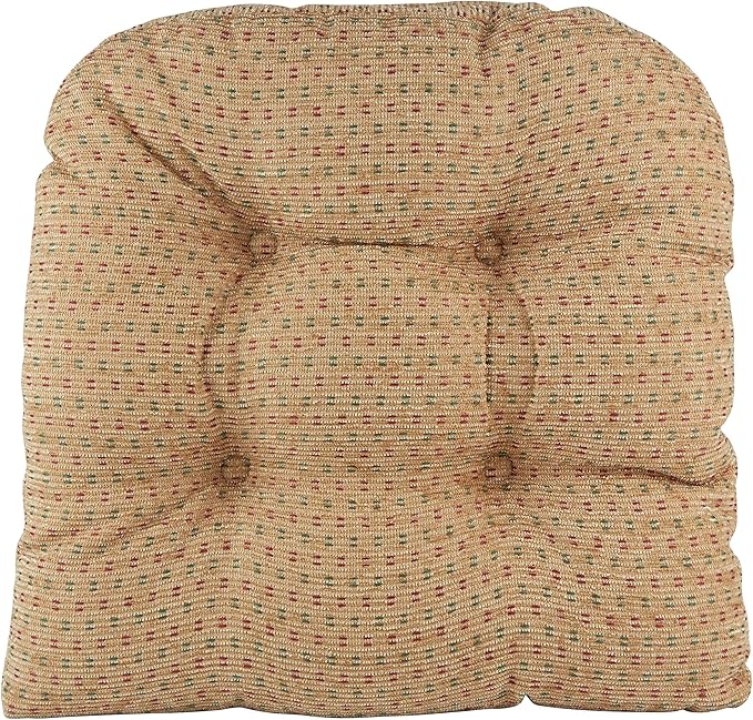Klear Vu Gripper Overstuffed Universal Non-Slip Dining Chair Cushions for Kitchen Decor or Office Use, U-Shaped Skid-Proof Seat Pad, 15x15 Inches, 2 Pack, Ditzy Dot Natural