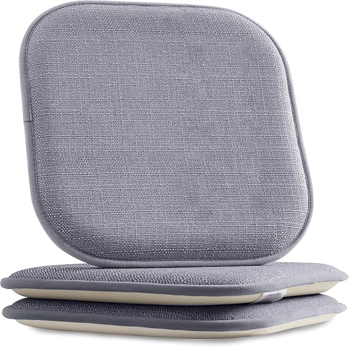 Elegant Comfort 2 Pack Chair Cushion Covers - Skid-Proof Rubber Backing - 16 x 16 Inch - Thick Dining Square Shape Seat Covers - Comfortable Textured Chair Pads with Ties - Mosaic Pattern, Gray