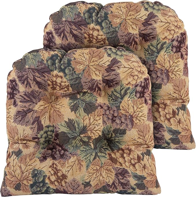 Klear Vu Gripper Overstuffed Universal Non-Slip Dining Chair Cushions for Kitchen Decor or Office Use, U-Shaped Skid-Proof Seat Pad, 15x15 Inches, 2 Count (Pack of 1), Multicolor