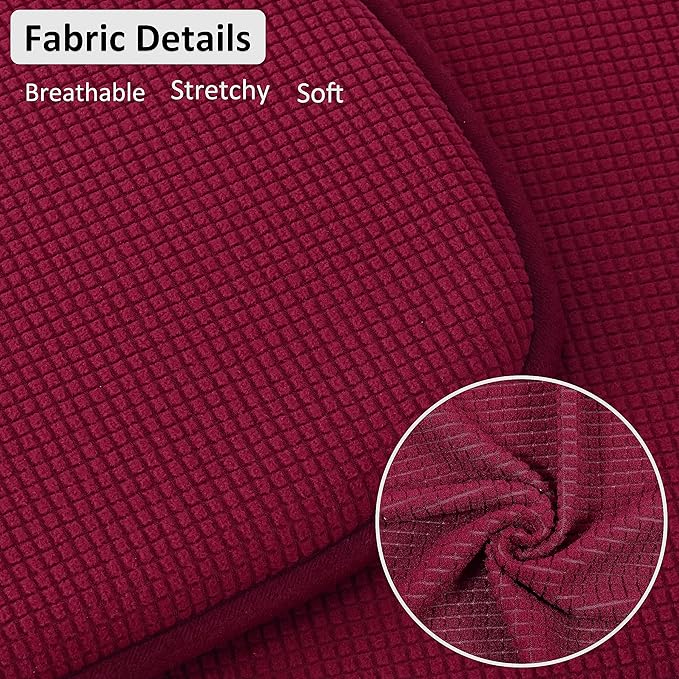 Shinnwa Windsor Chair Cushions Set of 2, Farmhouse Chair Pads for Dining Room, Non Slip Kitchen Seat Cushions, 2 Pack, 17 x 15.5 inches, Burgundy