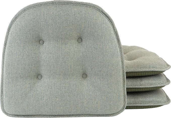 Klear Vu Omega Non-Slip Chair Cushions, Assembled in USA, U-Shaped Skid-Proof Seat Pads for Dining Room, Kitchen, Office, 15"x16", Solid Spa Green, 4 Pack