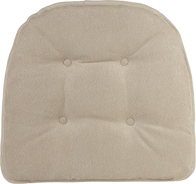 Klear Vu Omega Non-Slip Chair Cushions, Assembled in USA, U-Shaped Skid-Proof Seat Pads for Dining Room, Kitchen, Office, 15"x16" 4 Pack Linear Stone 4 Count