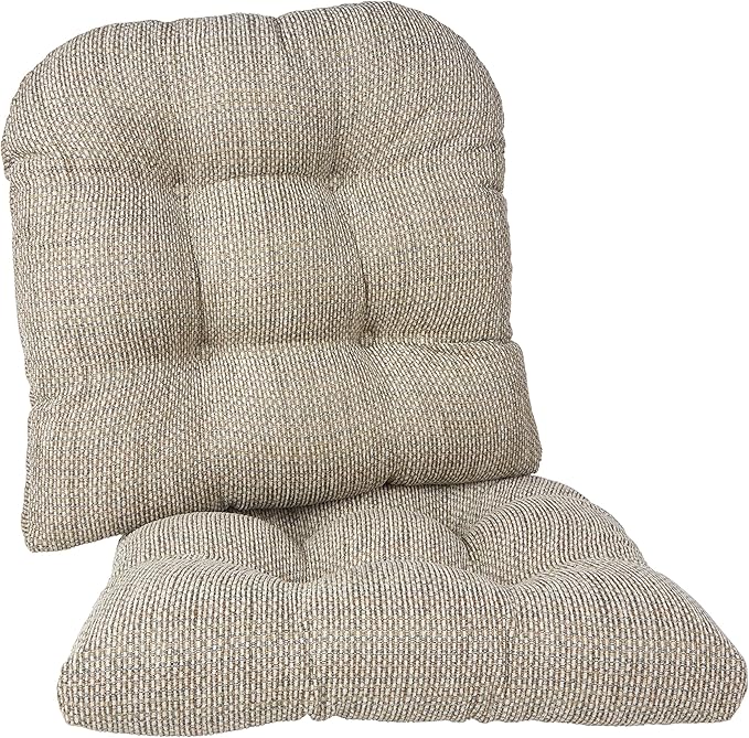 Klear Vu Gripper Overstuffed Universal Non-Slip Dining Chair Cushions for Kitchen Decor or Office Use, U-Shaped Skid-Proof Seat Pad, 15x15 Inches, 2 Count (Pack of 1), Waffle Natural