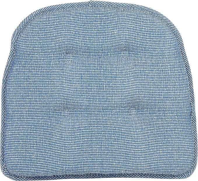 Klear Vu Omega Non-Slip Chair Cushions, Assembled in USA, U-Shaped Skid-Proof Seat Pads for Dining Room, Kitchen, Office, 15"x16", Slub Wedge, 4 Pack