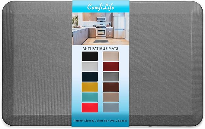 ComfiLife Anti Fatigue Floor Mat – 3/4 Inch Thick Kitchen Mats for Floor, Standing Desk Mat, Kitchen Rug – Comfort at Home, Office – Durable – Stain Resistant – Non-Slip Bottom (20" x 32", Charcoal)