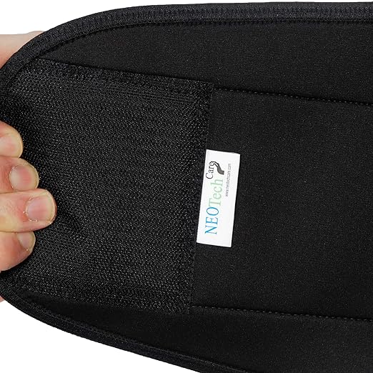 NeoTech Care Neoprene Back Brace for Men or Women - Adjustable & Breathable Lumbar Support Belt for Lower Back Pain (Black, Size XXXL)