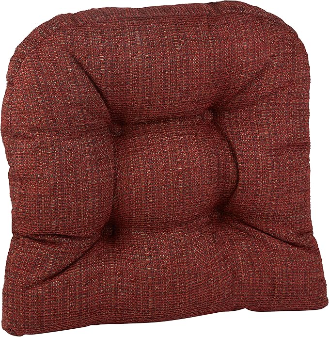Klear Vu Gripper Overstuffed Universal Non-Slip Dining Chair Cushions for Kitchen Decor or Office Use, U-Shaped Skid-Proof Seat Pad, 15x15 Inches, 8 Count (Pack of 1), Waffle Deep Red