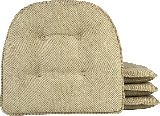 Non-Slip Chair Cushions, Assembled in USA, U-Shaped Skid-Proof Seat Pads for Dining Room, Kitchen, Office, 15"x16"