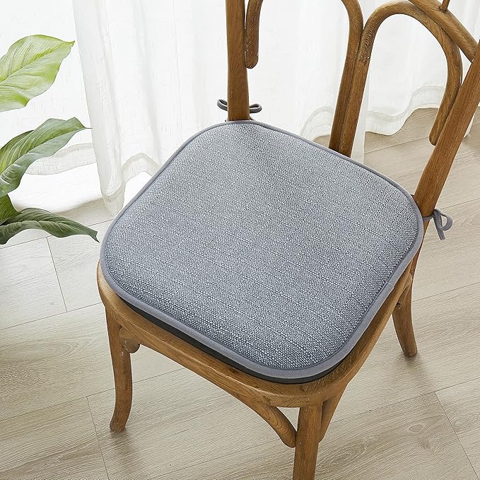 Elegant Comfort 4 Pack Chair Cushion Covers - Skid-Proof Rubber Backing - 16 x 16 Inch - Thick Dining Square Shape Seat Covers - Comfortable Textured Chair Pads with Ties - Mosaic Pattern, Gray