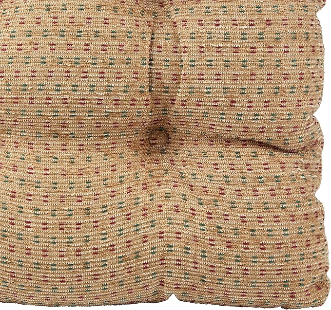 Klear Vu Gripper Overstuffed Universal Non-Slip Dining Chair Cushions for Kitchen Decor or Office Use, U-Shaped Skid-Proof Seat Pad, 15x15 Inches, 2 Pack, Ditzy Dot Natural