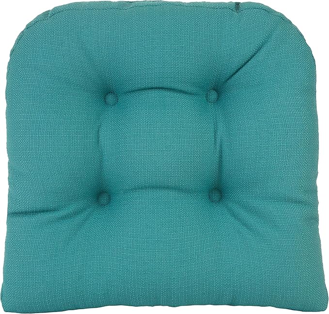 Klear Vu Gripper Overstuffed Universal Non-Slip Dining Chair Cushions for Kitchen Decor or Office Use, U-Shaped Skid-Proof Seat Pad, 15x15 Inches, 4 Count (Pack of 1), Solid Teal Blue