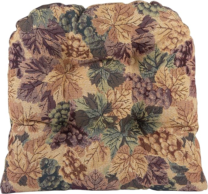 Klear Vu Gripper Overstuffed Universal Non-Slip Dining Chair Cushions for Kitchen Decor or Office Use, U-Shaped Skid-Proof Seat Pad, 15x15 Inches, 2 Count (Pack of 1), Multicolor