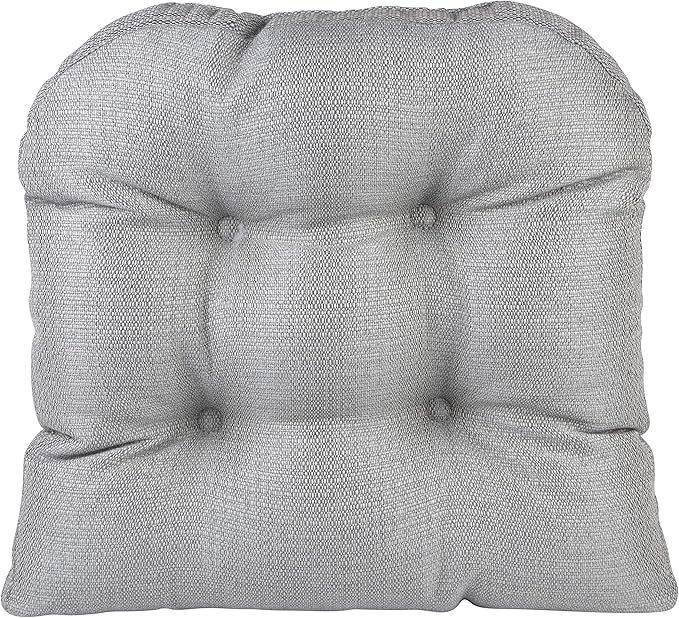 Klear Vu Gripper Overstuffed Universal Non-Slip Dining Chair Cushions for Kitchen Decor or Office Use, U-Shaped Skid-Proof Seat Pad, 15x15 Inches, 4 Count (Pack of 1), Solid Gray