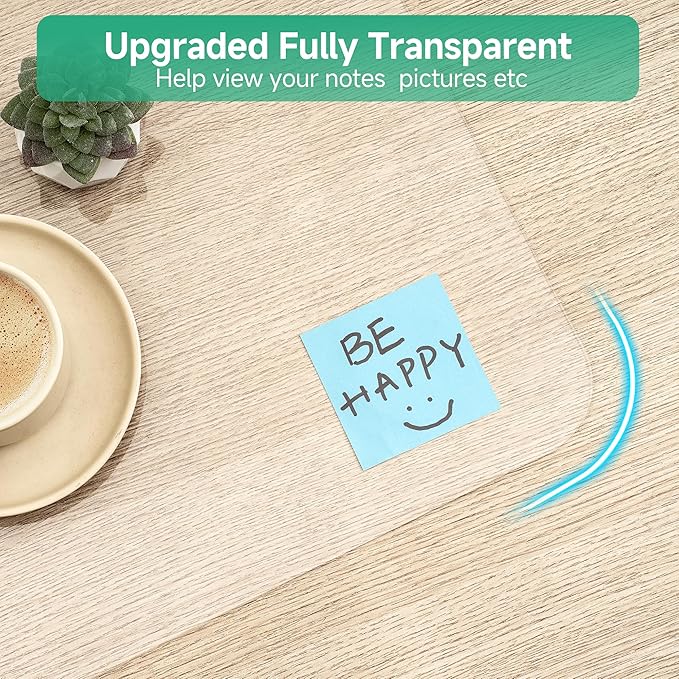 NATRKE Clear Desk Mat Pad, 35.4"x15.7" Large Transparent Computer Desk Mat Plastic Desktop Protector, PVC Writing Pad with Round Edge, Waterproof Wipeable Non-Slip Table Protector for Home Office