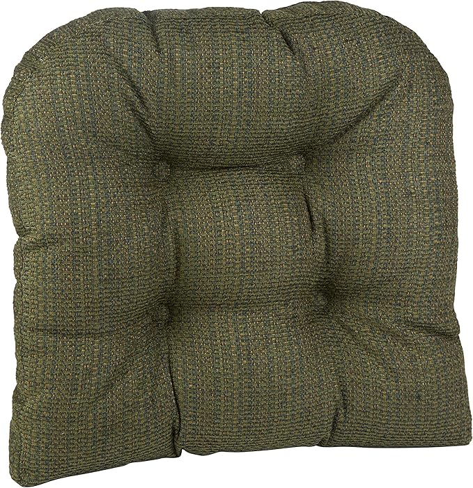 Klear Vu Gripper Overstuffed Universal Non-Slip Dining Chair Cushions for Kitchen Decor or Office Use, U-Shaped Skid-Proof Seat Pad, 15x15 Inches, 8 Count (Pack of 1), Waffle Green