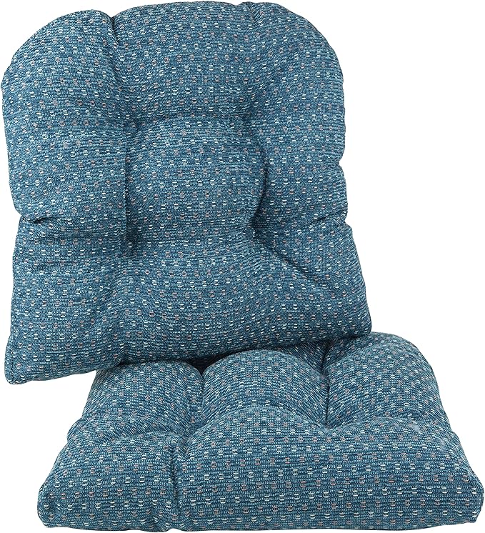 Klear Vu Gripper Overstuffed Universal Non-Slip Dining Chair Cushions for Kitchen Decor or Office Use, U-Shaped Skid-Proof Seat Pad, 15x15 Inches, 2 Count (Pack of 1), Ditzy Dot Wedge Blue