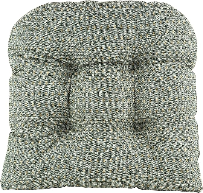 Klear Vu Gripper Overstuffed Universal Non-Slip Dining Chair Cushions for Kitchen Decor or Office Use, U-Shaped Skid-Proof Seat Pad, 15x15 Inches, 4 Count (Pack of 1), Ditzy Dot Celadon Green