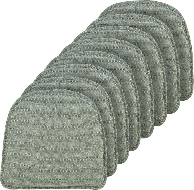 Klear Vu Raindrop The Gripper Non Slip Chair Cushions, Soft & Comfortable Seat Pad, Sitting Pillow for Kitchen, Dining or Office, 8 Count (Pack of 1), Celadon