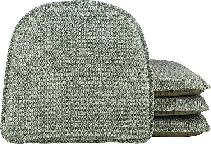 Klear Vu Raindrop The Gripper Non Slip Chair Cushions, Soft & Comfortable Seat Pad, Sitting Pillow for Kitchen, Dining or Office, 4 Count (Pack of 1), Raindrops Celadon
