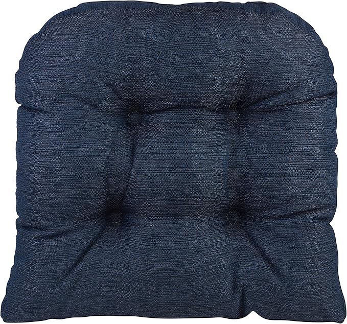 Klear Vu Gripper Overstuffed Universal Non-Slip Dining Chair Cushions for Kitchen Decor or Office Use, U-Shaped Skid-Proof Seat Pad, 15x15 Inches, 4 Count (Pack of 1), Solid Indigo Blue