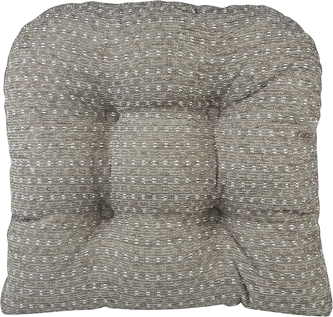 Klear Vu Gripper Overstuffed Universal Non-Slip Dining Chair Cushions for Kitchen Decor or Office Use, U-Shaped Skid-Proof Seat Pad, 15x15 Inches, 4 Count (Pack of 1), Ditzy Dot Dove Gray