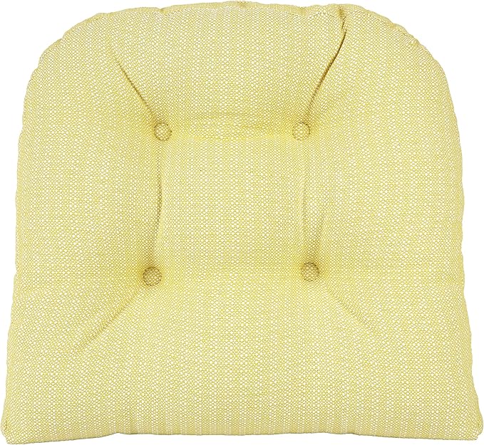 Klear Vu Gripper Overstuffed Universal Non-Slip Dining Chair Cushions for Kitchen Decor or Office Use, U-Shaped Skid-Proof Seat Pad, 15x15 Inches, 4 Count (Pack of 1), Solid Yellow