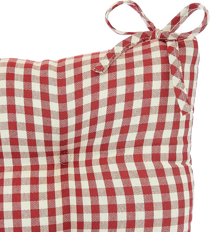 Klear Vu The Gripper Non-Slip Rocking Chair Cushion Set with Thick Padding, Includes Seat Pad & Back Pillow with Ties for Indoor Living Room Rocker, 17x17 Inches, 2 Piece Set, Red