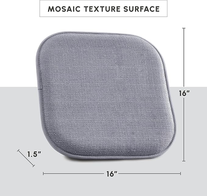 Elegant Comfort 2 Pack Chair Cushion Covers - Skid-Proof Rubber Backing - 16 x 16 Inch - Thick Dining Square Shape Seat Covers - Comfortable Textured Chair Pads with Ties - Mosaic Pattern, Gray