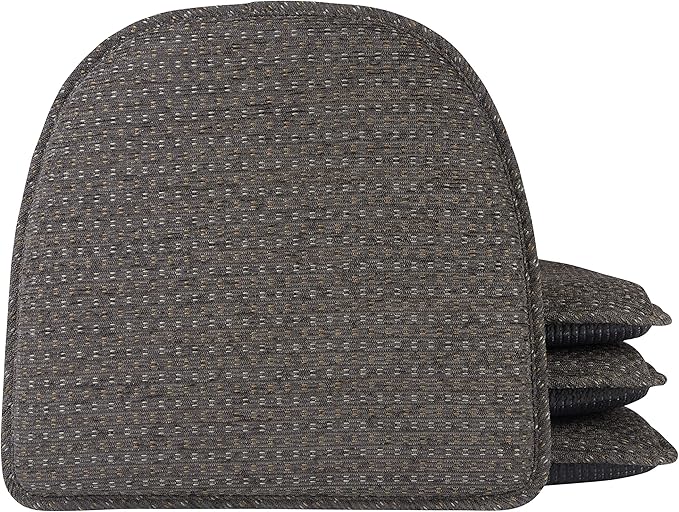Klear Vu Raindrop The Gripper Non Slip Chair Cushions, Soft & Comfortable Seat Pad, Sitting Pillow for Kitchen, Dining or Office, 4 Count (Pack of 1), 04 Gray
