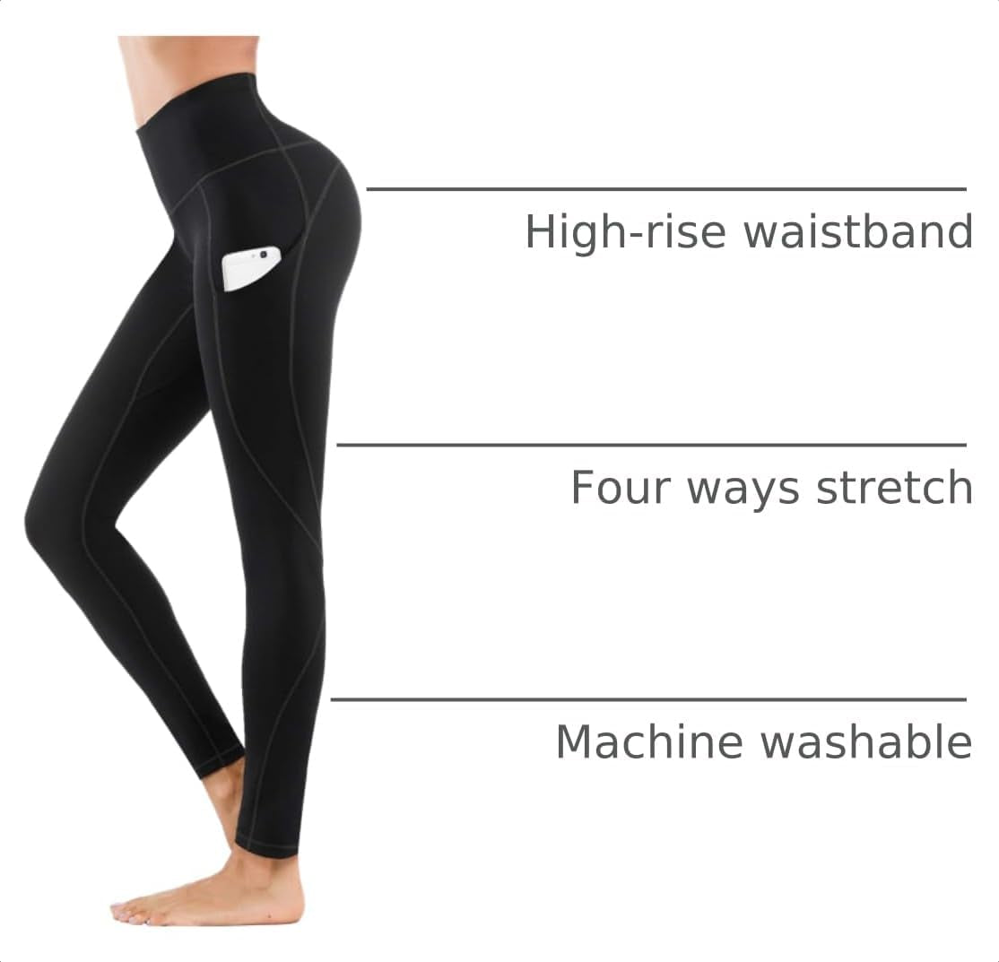 Women High Waist Yoga Pants with Pockets Stretch Soft Leggings | Tummy Control,4 Ways Stretch,Inner Pocket,Daily Wear,Lightweight,Breathable,Self-Cultivation,Casual,Going Out,Gym,Quick-Dry
