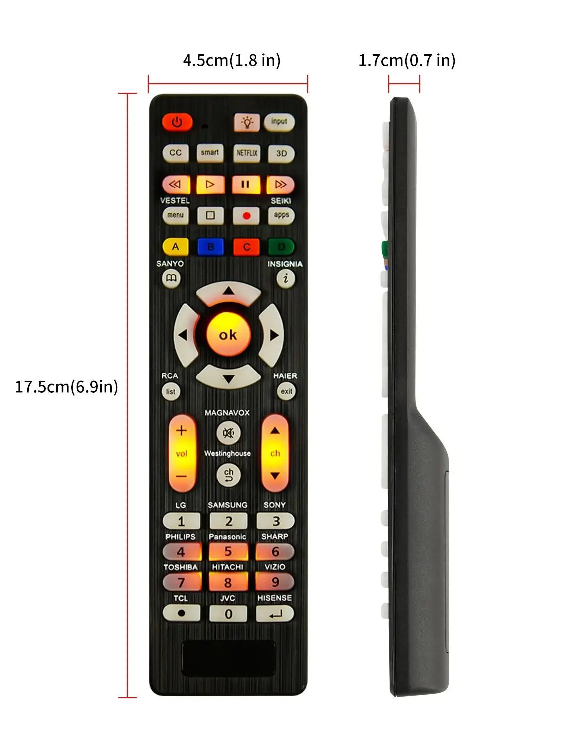 Universal RC-G008 Replcement Remote Control for All Models and Brands TV with Light in the Night
