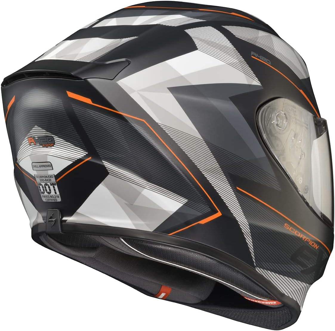 R420 Full Face Polycarbonate Street Motorcycle Helmet Comm Ready Speaker Pockets DOT Snell Approved Adult