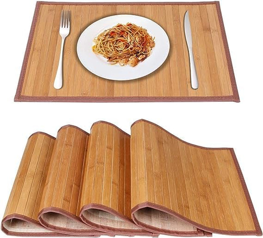 Bamboo Placemats, Set of 4, Woven, 11.8X17.3 Inches, Yellow | Woven Heat-Resistant Bamboo Mats Help Protect Tables from Hot Dishes. Ideal for Everyday Dining, Kitchens& Parties