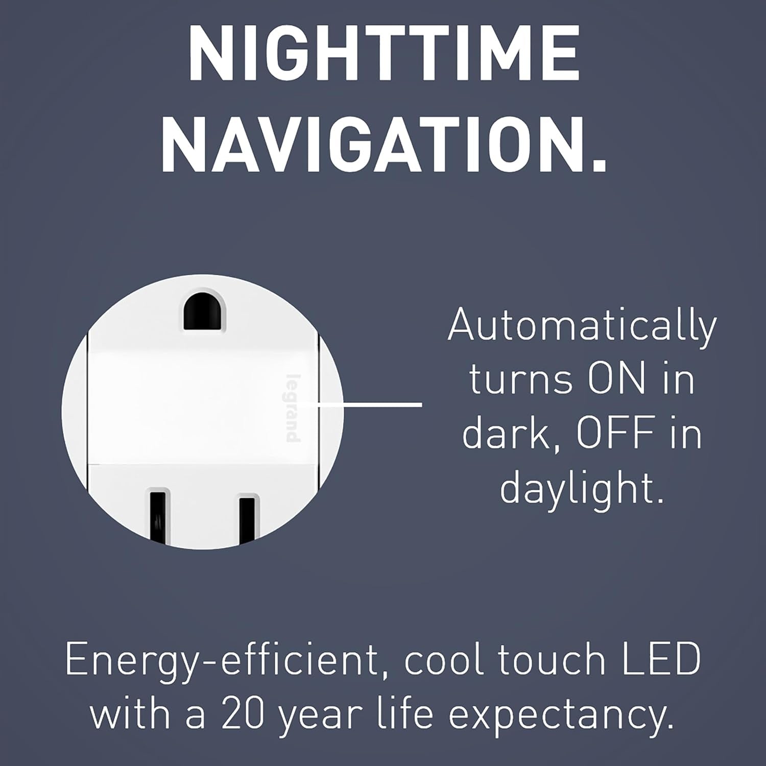 Legrand Radiant Adjustable LED Night Light Outlet, Nightlight Electrical Outlets, Tamper Resistant, Safe for Kids, White, NTL885TRWCC6 |  20-Year, 5 Light Levels, Adjustable Cool-Touch LED Nightlight, Child-Safe Tamper Resistant Decorator Outlet